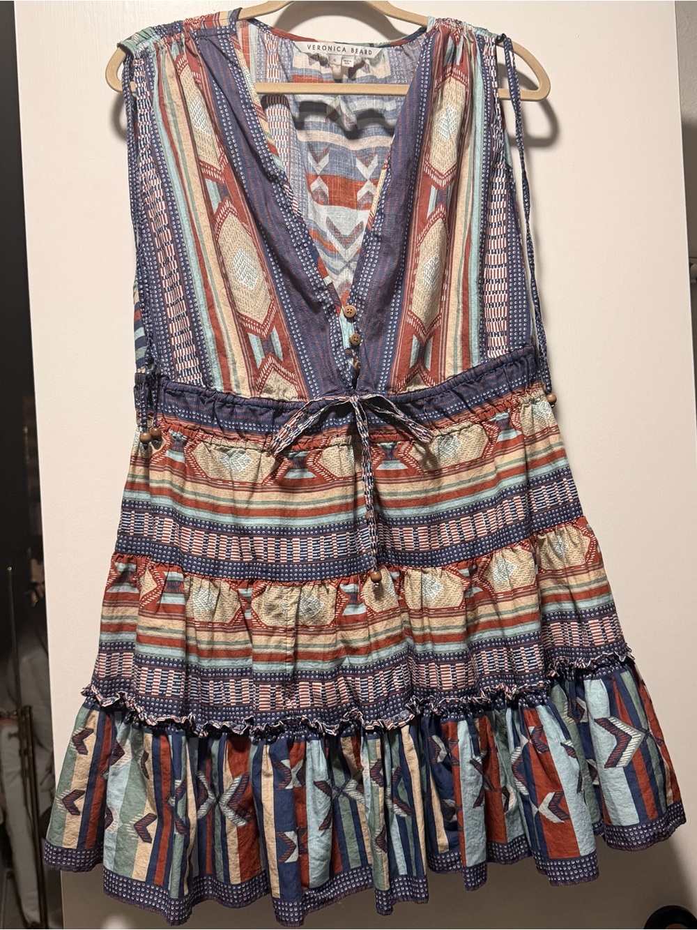 Veronica Beard Multicolor Striped Sleeveless Tiered Dress